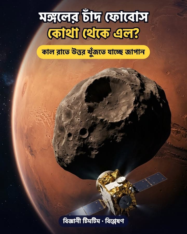 মঙ্গলের চাঁদ ফোবোস কোথা থেকে এল? কাল রাতে উত্তর খুঁজতে যাচ্ছে জাপান